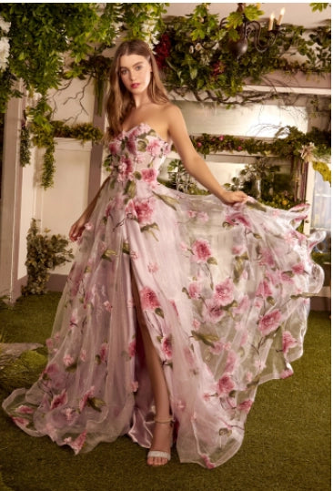 Strapless Floral Dress