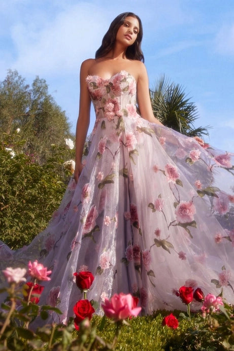 Strapless Floral Dress